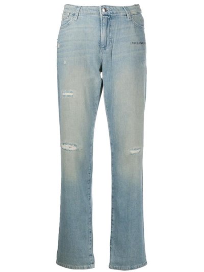 Blue Armani Emporio Logo Straight Leg Women's Jeans | UAE68460