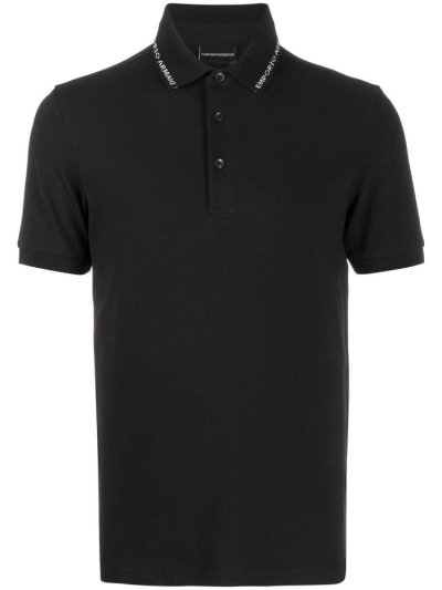 Blue Armani Emporio Logo Trimmed Men's Polo Shirts | UAE27685