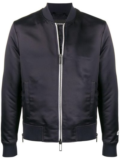 Blue Armani Emporio Logo Zipped Men's Bomber Jacket | UAE39936