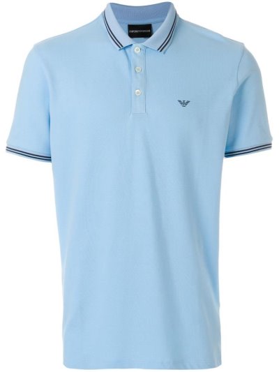 Blue Armani Emporio Logoed Men's Polo Shirts | UAE19039
