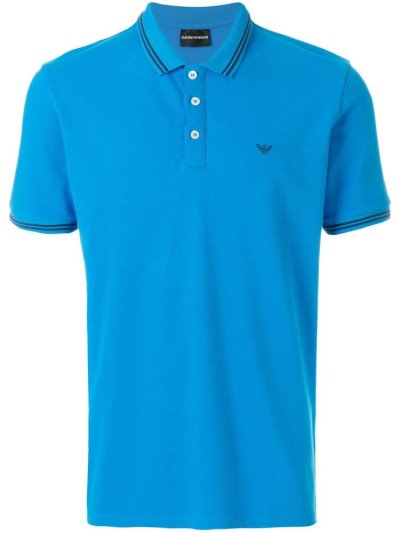 Blue Armani Emporio Logoed Men's Polo Shirts | UAE58098