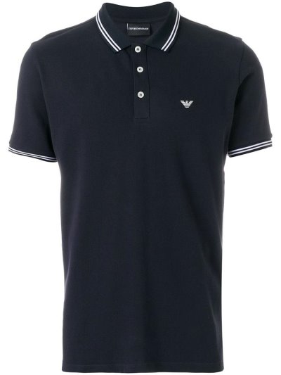 Blue Armani Emporio Logoed Men's Polo Shirts | UAE90004