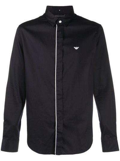 Blue Armani Emporio Long Sleeve Men's Shirts | UAE96517