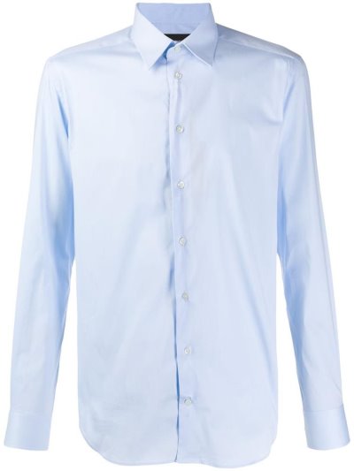 Blue Armani Emporio Long Sleeve Men's Shirts | UAE99554