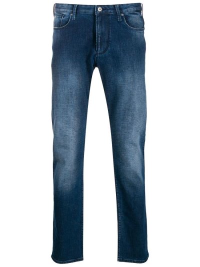 Blue Armani Emporio Low Rise Slim Fit Men's Jeans | UAE25677