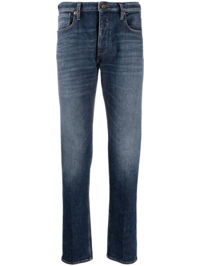 Blue Armani Emporio Low Rise Slim Fit Men's Jeans | UAE95019
