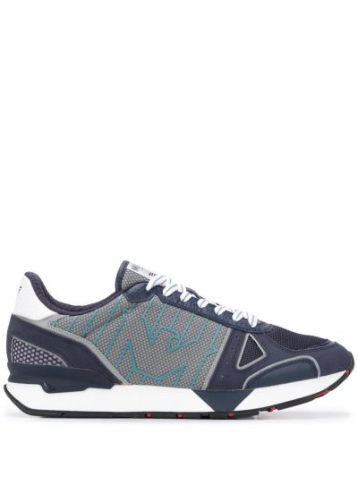 Blue Armani Emporio Low Top Panelled Men's Sneakers | UAE54315