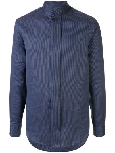 Blue Armani Emporio Mandarin Collar Men's Shirts | UAE23629
