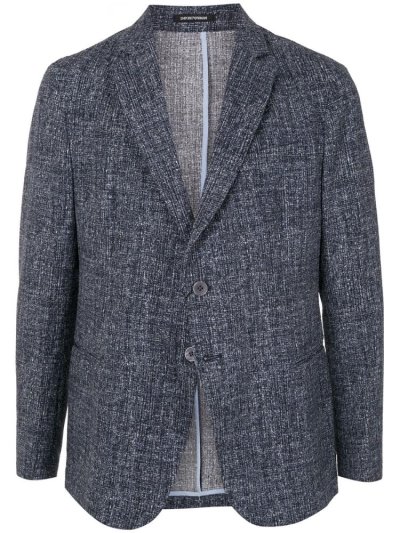Blue Armani Emporio Melange Effect Men's Blazers | UAE78013