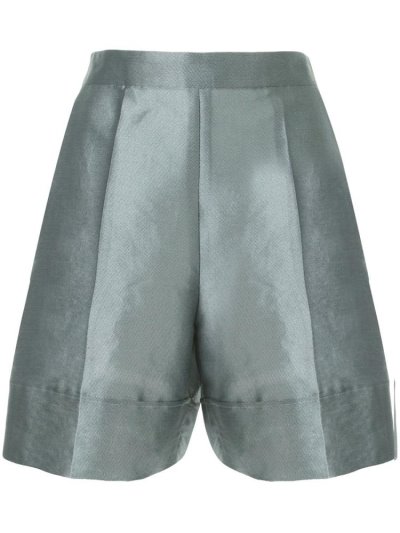 Blue Armani Emporio Metallic Twill Women's Shorts | UAE01679