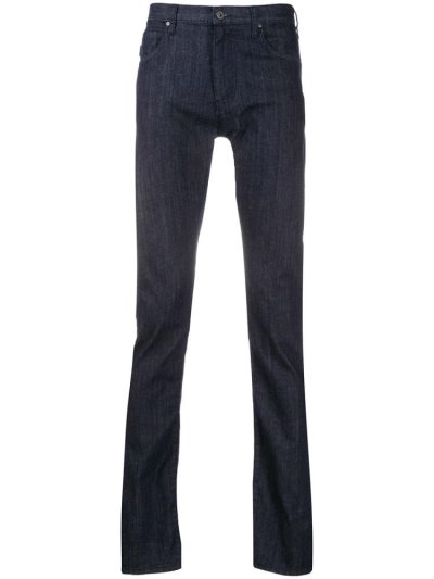 Blue Armani Emporio Mid Rise Skinny Men's Jeans | UAE00380