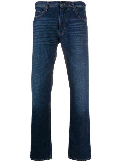 Blue Armani Emporio Mid Rise Slim Fit Men's Jeans | UAE87473