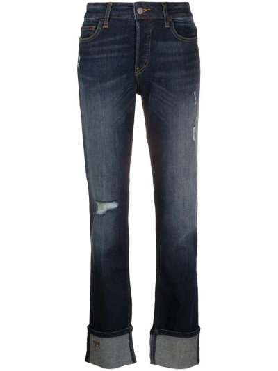 Blue Armani Emporio Mid Rise Straight Leg Women's Jeans | UAE77666