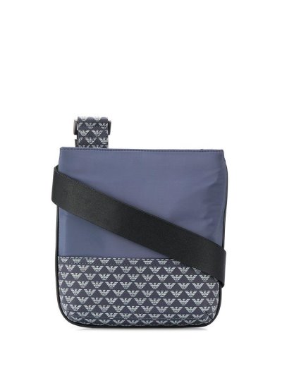 Blue Armani Emporio Monogram Print Men's Messenger Bags | UAE69828