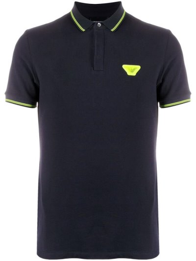 Blue Armani Emporio Neon Trim Men's Polo Shirts | UAE68919