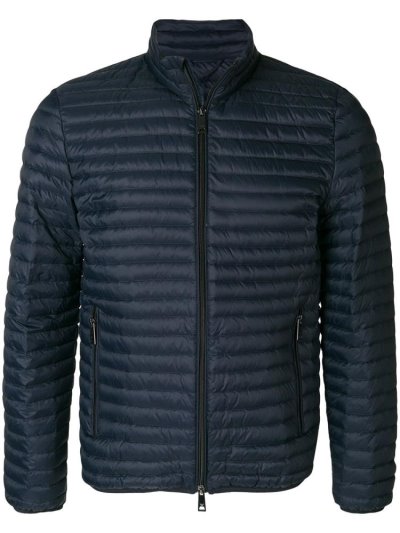 Blue Armani Emporio Padded Zip Up Men's Jackets | UAE48713