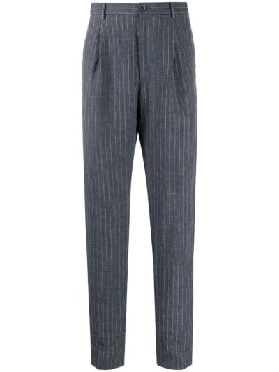 Blue Armani Emporio Pinstripe Straight Men's Pants | UAE19152