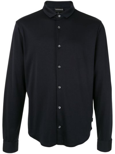 Blue Armani Emporio Plain Lightweight Men's Shirts | UAE00662