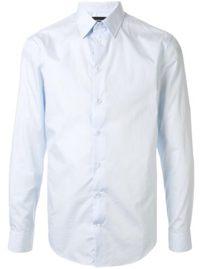 Blue Armani Emporio Plain Men's Shirts | UAE97043