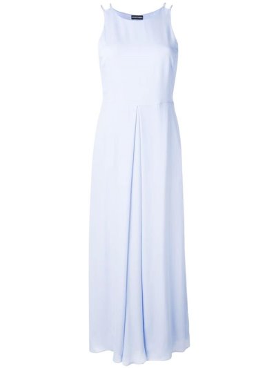 Blue Armani Emporio Pleated Detail Long Women's Dress | UAE79189