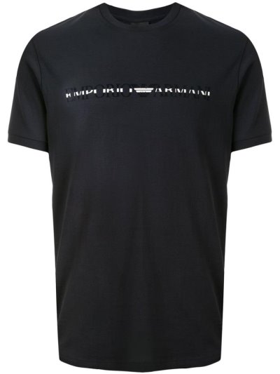 Blue Armani Emporio Printed Logo Men's T Shirts | UAE19866