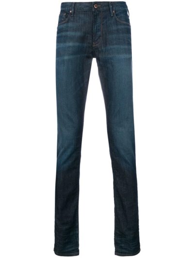 Blue Armani Emporio Regular Fit Men's Jeans | UAE37393
