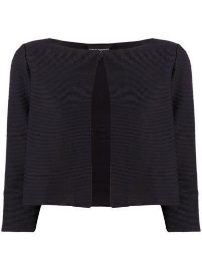 Blue Armani Emporio Ribbed Cropped Women's Jackets | UAE66546