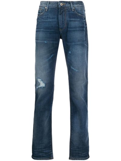 Blue Armani Emporio Ripped Slim Fit Men's Jeans | UAE84812