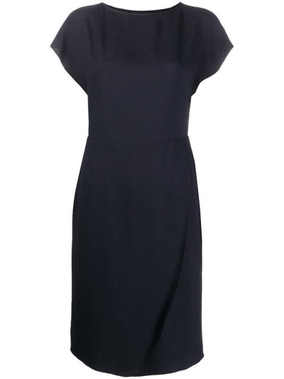 Blue Armani Emporio Short Sleeve Round Neck Women's Dress | UAE79478