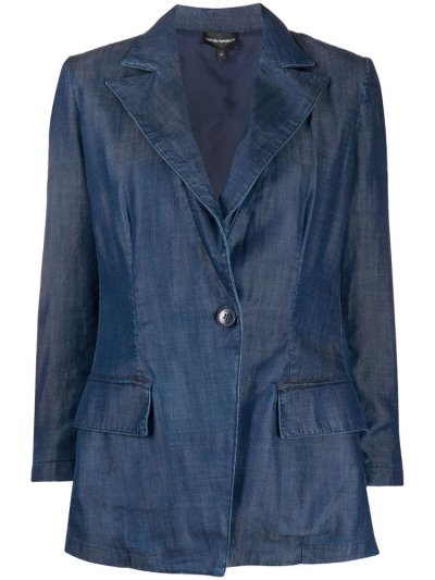 Blue Armani Emporio Single Breasted Denim Women's Blazers | UAE11087