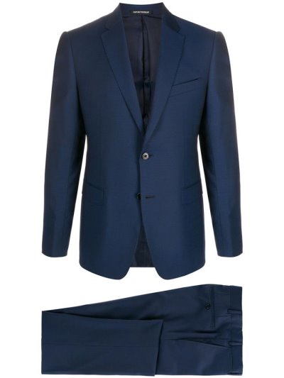 Blue Armani Emporio Single Breasted Wool Men's Jackets | UAE41330