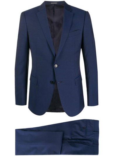 Blue Armani Emporio Single Breasted Two Piece Men's Suits | UAE94989