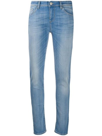 Blue Armani Emporio Skinny Faded Women's Jeans | UAE05326