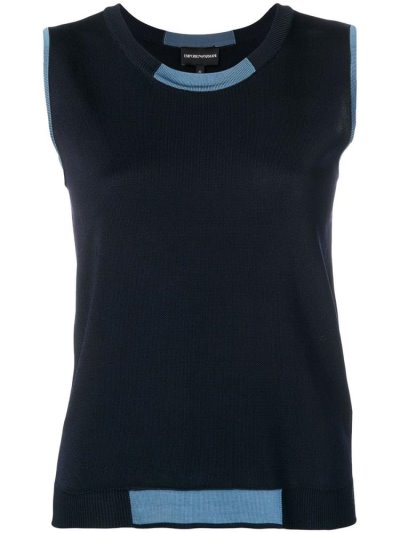 Blue Armani Emporio Sleeveless Knitted Women's Tops | UAE64243