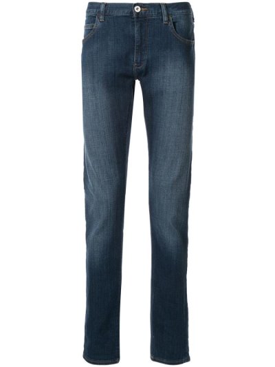 Blue Armani Emporio Slim Faded Men's Jeans | UAE82495
