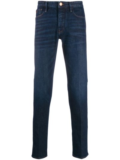 Blue Armani Emporio Slim Fit Denim Men's Pants | UAE83021