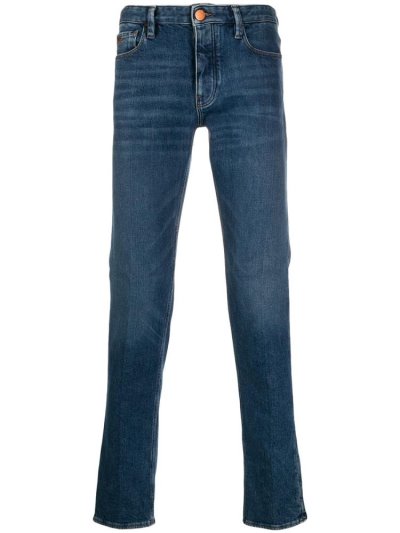 Blue Armani Emporio Slim Fit Men's Jeans | UAE13414