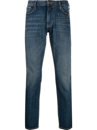 Blue Armani Emporio Slim Fit Men's Jeans | UAE57629