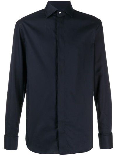 Blue Armani Emporio Slim Fit Men's Shirts | UAE95186