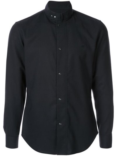 Blue Armani Emporio Slim Fit Mock Neck Men's Shirts | UAE70136