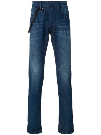 Blue Armani Emporio Slim Fit Roll Up Men's Jeans | UAE82821