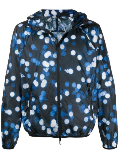 Blue Armani Emporio Spotted Hooded Men's Jackets | UAE71209