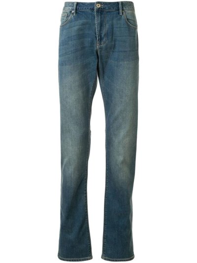 Blue Armani Emporio Stonewashed Slim Fit Men's Jeans | UAE61303