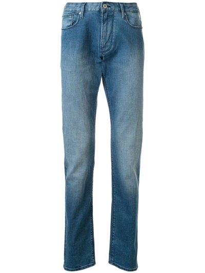 Blue Armani Emporio Stonewashed Slim Fit Men's Jeans | UAE86639