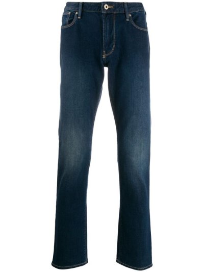 Blue Armani Emporio Straight Leg Men's Jeans | UAE16561