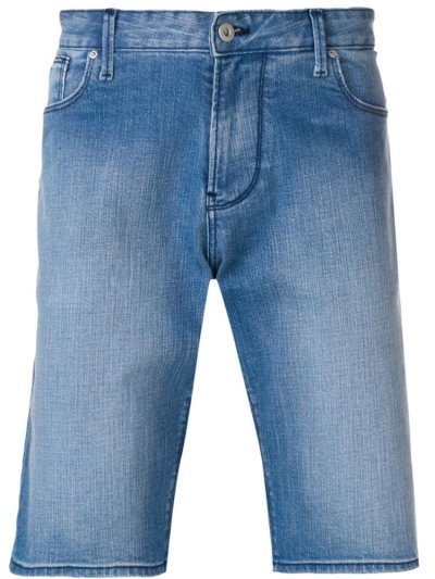 Blue Armani Emporio Straight Leg Denim Men's Shorts | UAE42588