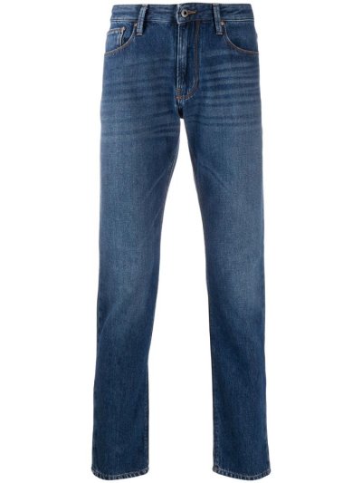 Blue Armani Emporio Straight Leg Men's Jeans | UAE51693