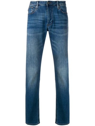 Blue Armani Emporio Straight Leg Men's Jeans | UAE57554