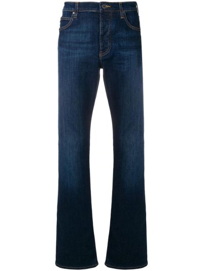 Blue Armani Emporio Straight Leg Men's Jeans | UAE65002