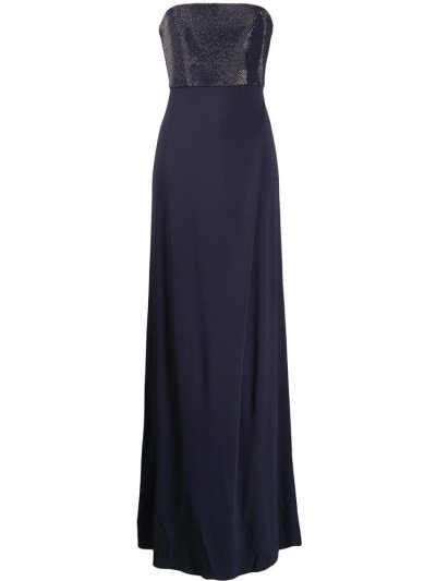 Blue Armani Emporio Strapless Maxi Women's Dress | UAE79849